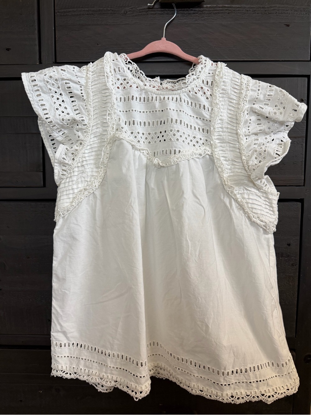 Sea New York Women's White Eyelet Flutter Sleeve Top